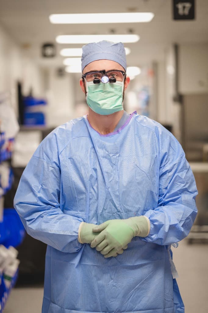 Dr. Chad Tuchek in the operating room at Stormont Vail Health